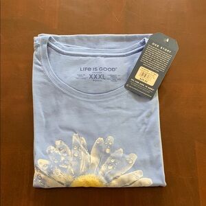 Life is Good Blue T-Shirt with Daisy Design